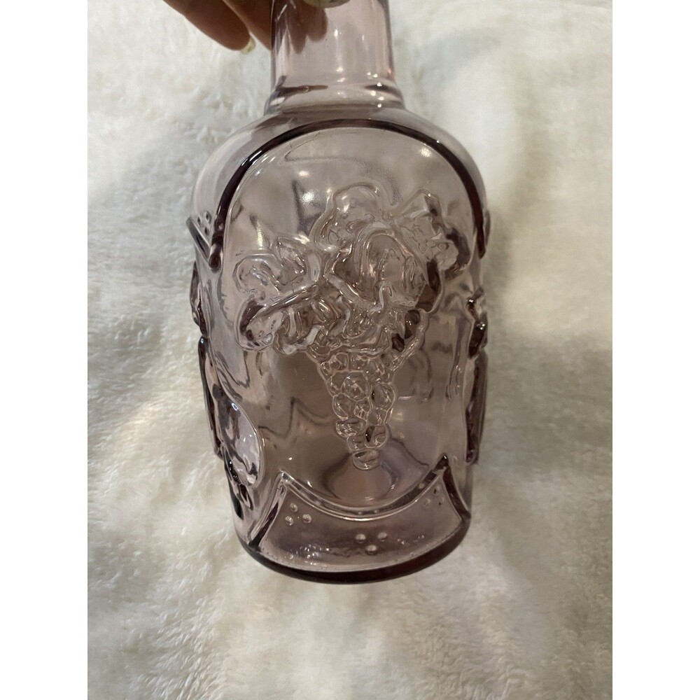 vintage 1980s Libbey of Canada embossed fruit glass decanter Purple Victorian 3D - Picture 5 of 11